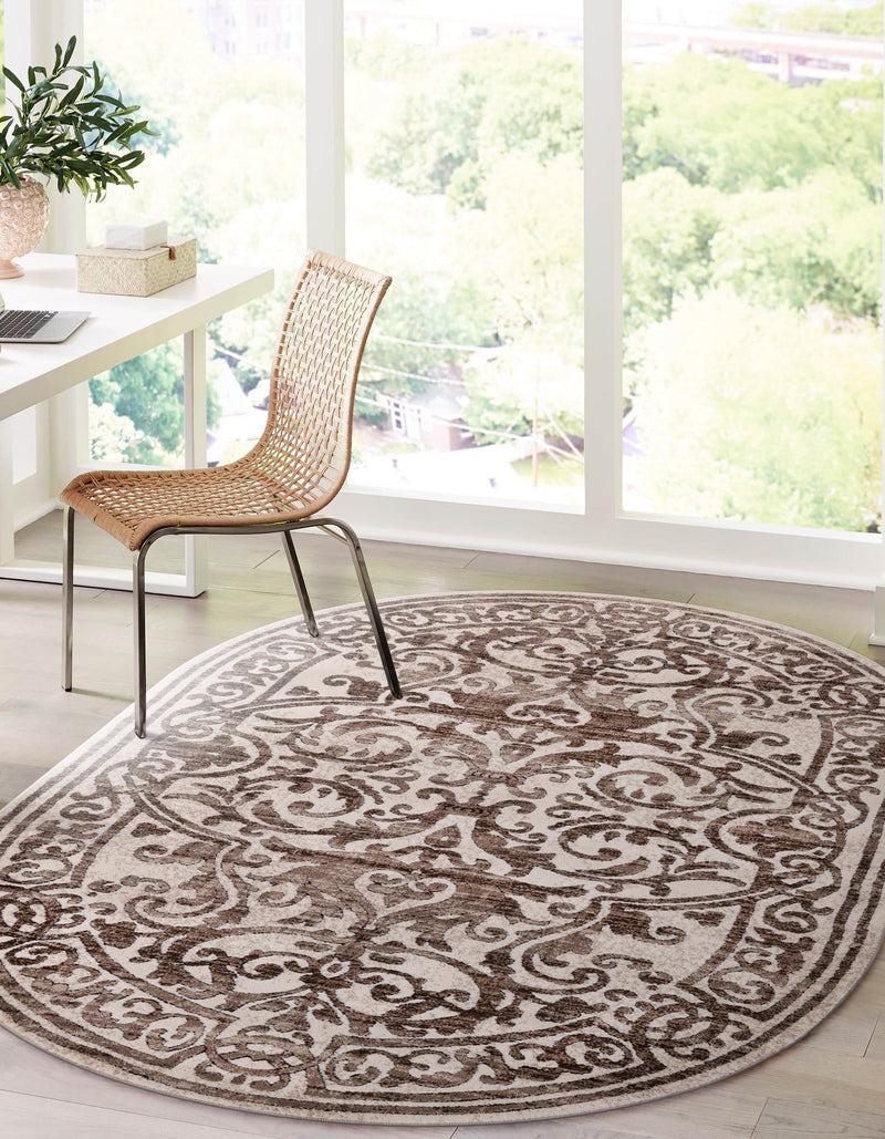 Sanctuary Retreat Collection Area Rug - Retreat Oval Chocolate Brown lifestyle 100