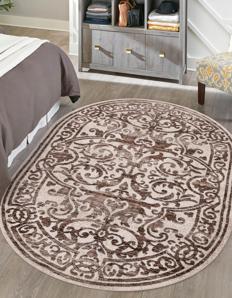 Sanctuary Retreat Collection Area Rug - Retreat Oval Chocolate Brown lifestyle 111