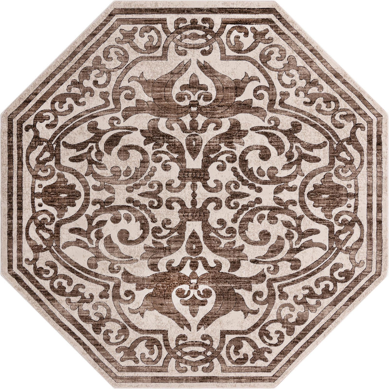 Sanctuary Retreat Collection Area Rug - Retreat Octagon Chocolate Brown lifestyle 45