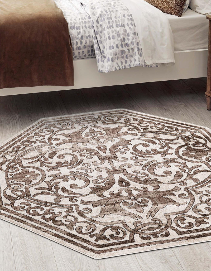 Sanctuary Retreat Collection Area Rug - Retreat Octagon Chocolate Brown lifestyle 54