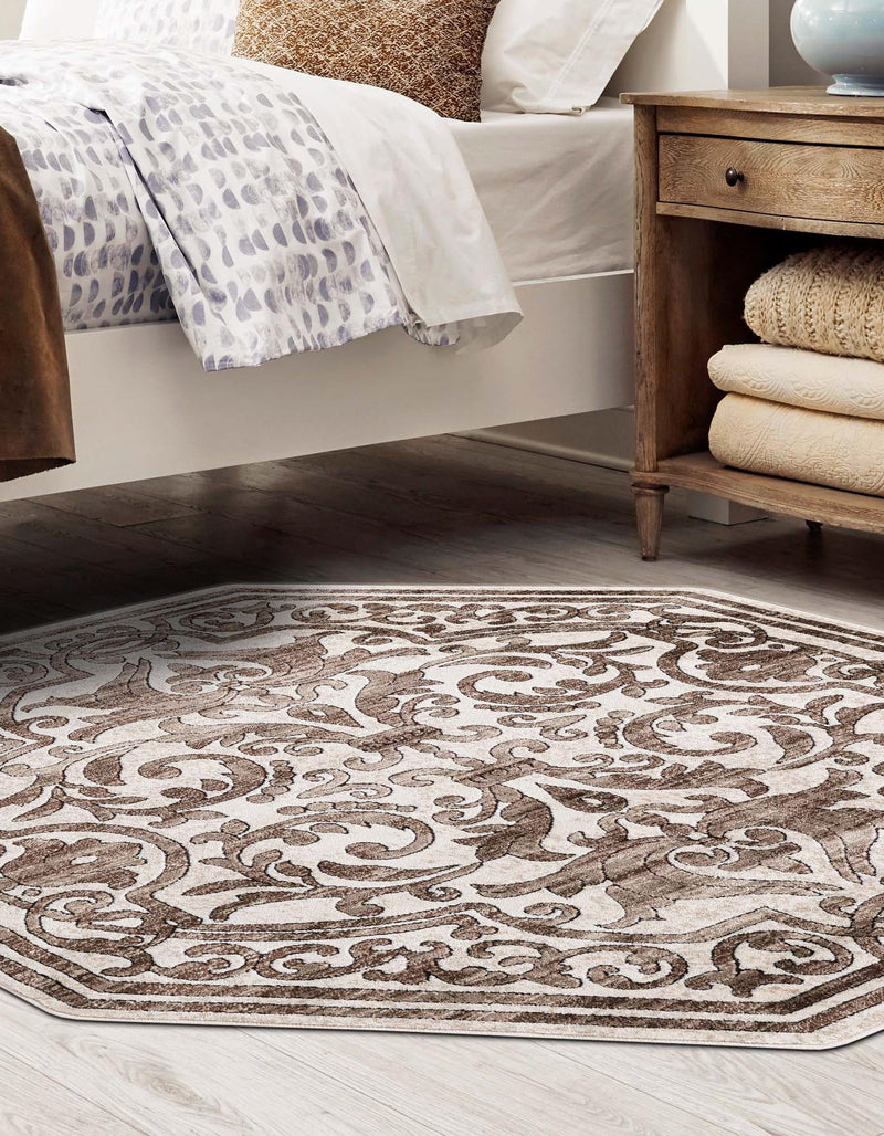 Sanctuary Retreat Collection Area Rug - Retreat Octagon Chocolate Brown lifestyle 64