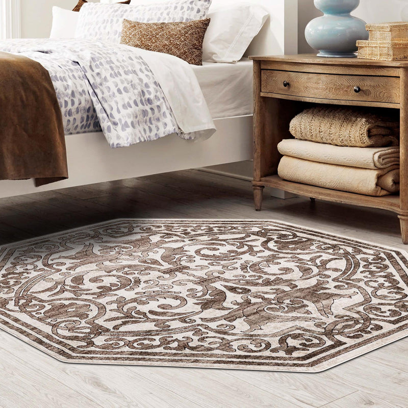 Sanctuary Retreat Collection Area Rug - Retreat Octagon Chocolate Brown lifestyle 124