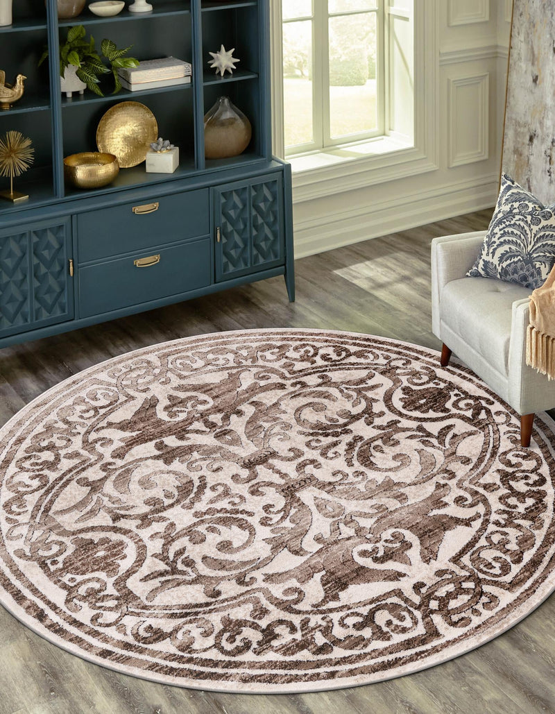Sanctuary Retreat Collection Area Rug - Retreat Round Chocolate Brown lifestyle 51