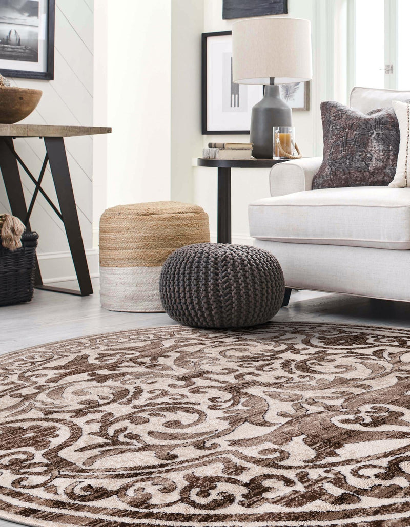 Sanctuary Retreat Collection Area Rug - Retreat Round Chocolate Brown lifestyle 59