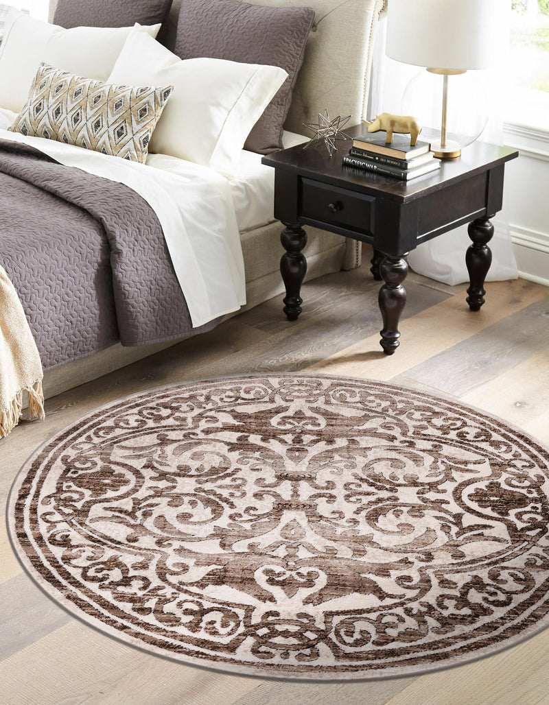 Sanctuary Retreat Collection Area Rug - Retreat Round Chocolate Brown lifestyle 70