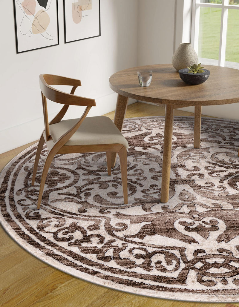 Sanctuary Retreat Collection Area Rug - Retreat Round Chocolate Brown lifestyle 80
