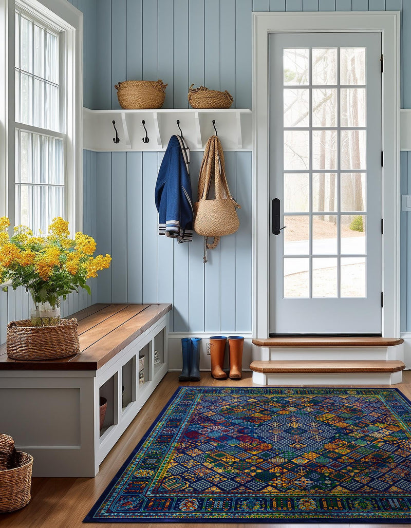 Caribbean Cove Collection Area Rug - Mustique Square Navy Blue lifestyle 51