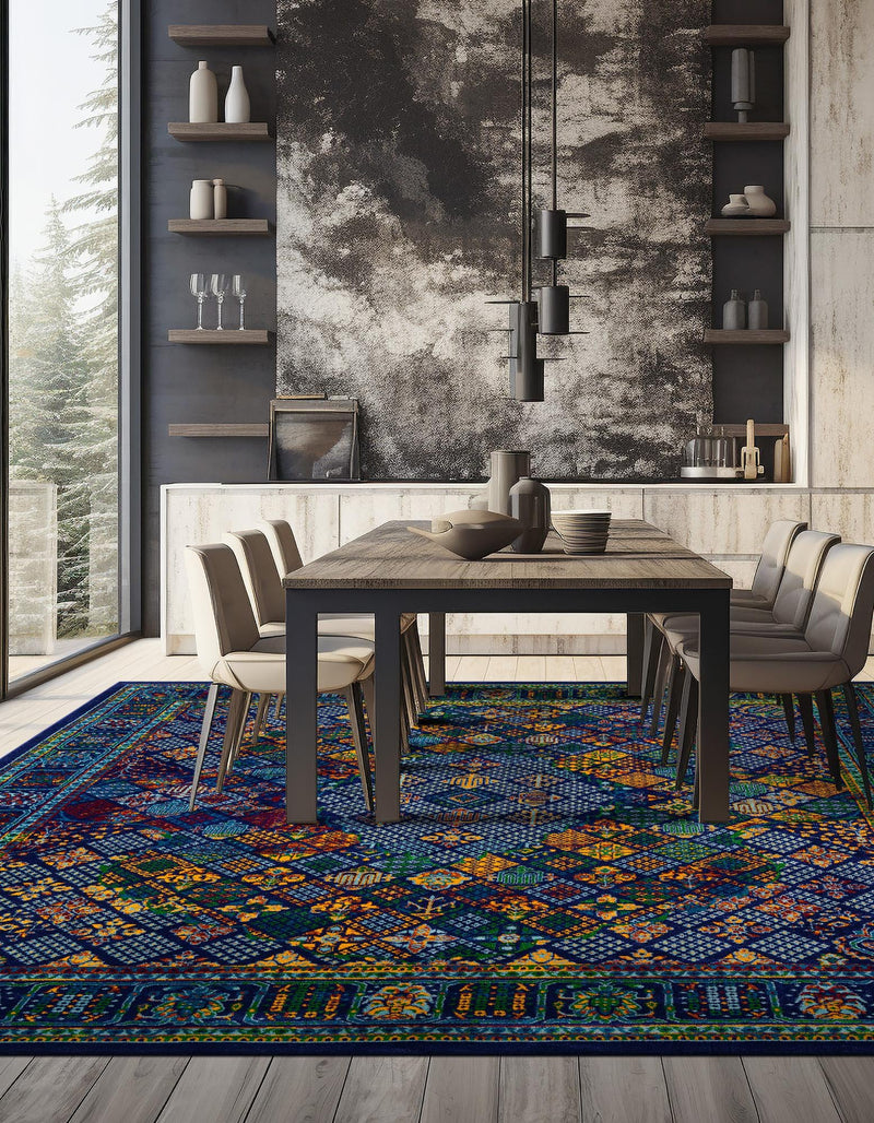 Caribbean Cove Collection Area Rug - Mustique Square Navy Blue lifestyle 57