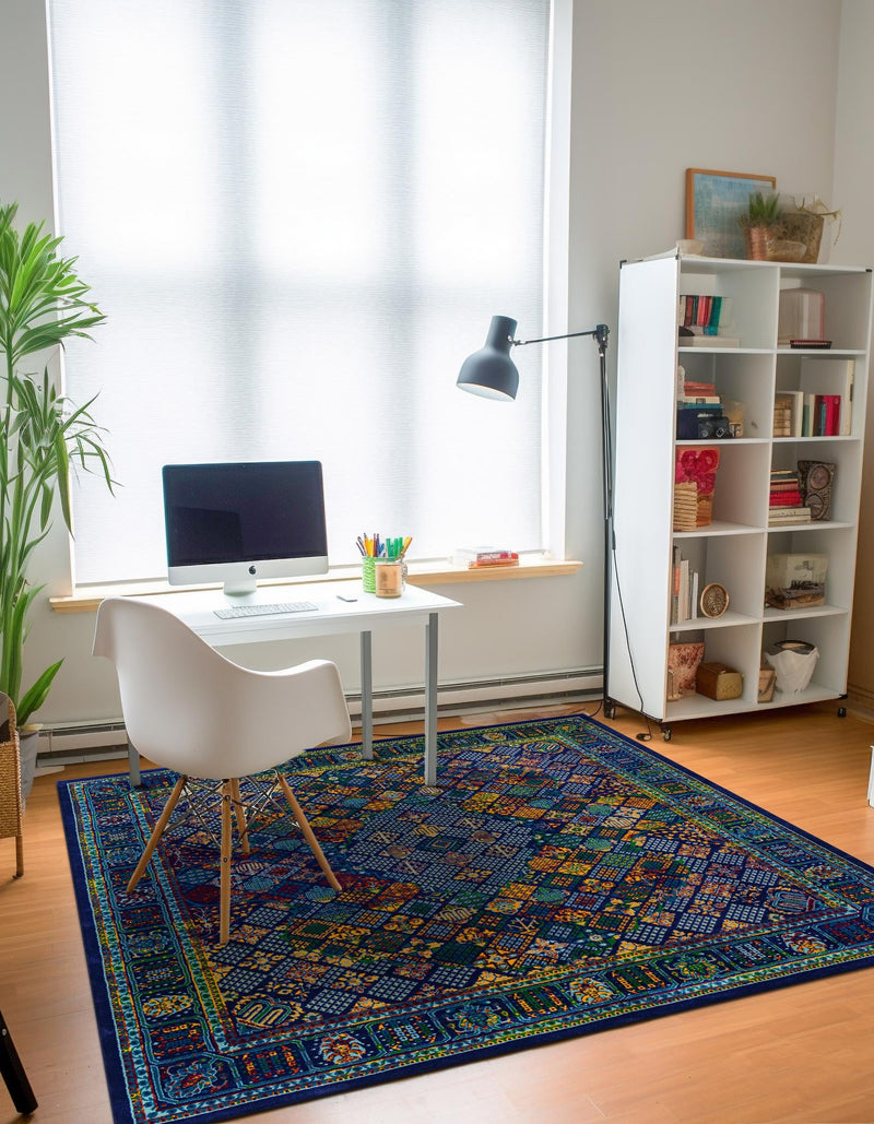 Caribbean Cove Collection Area Rug - Mustique Square Navy Blue lifestyle 63