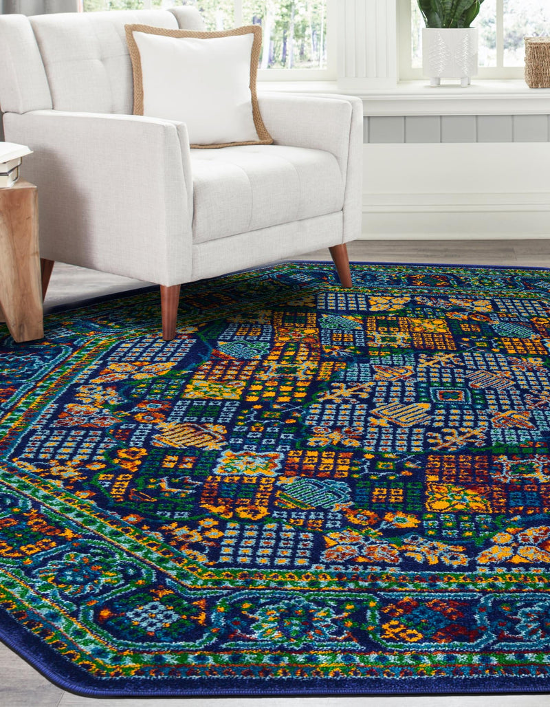 Caribbean Cove Collection Area Rug - Mustique Octagon Navy Blue lifestyle 48