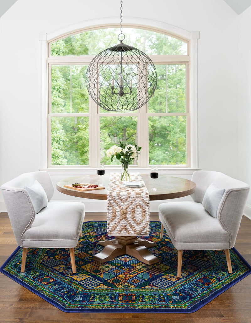 Caribbean Cove Collection Area Rug - Mustique Octagon Navy Blue lifestyle 52