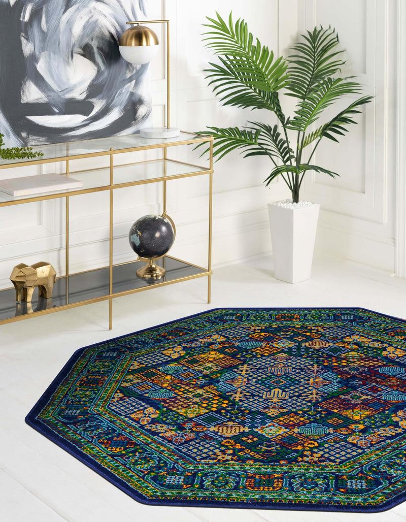 Caribbean Cove Collection Area Rug - Mustique Octagon Navy Blue lifestyle 56