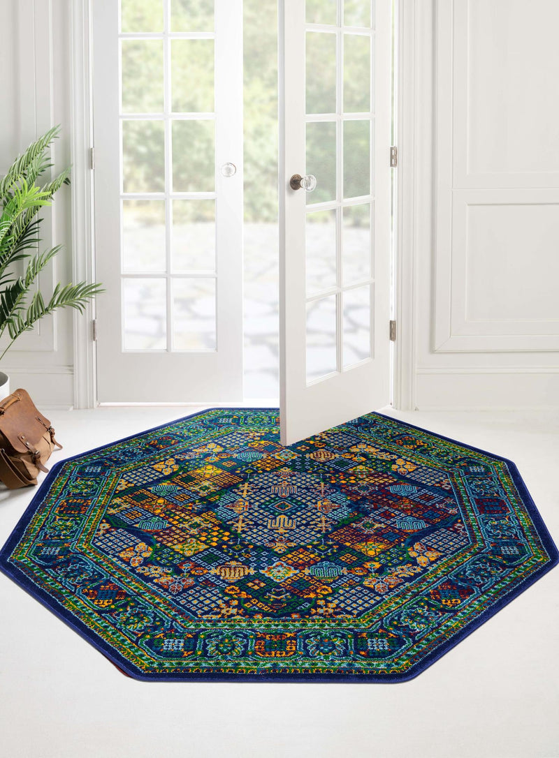 Caribbean Cove Collection Area Rug - Mustique Octagon Navy Blue lifestyle 58