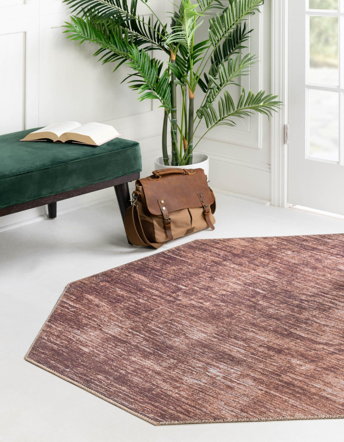 Sahara Essence Collection Area Rug - Oasis (Brown) Octagon Brown lifestyle 29