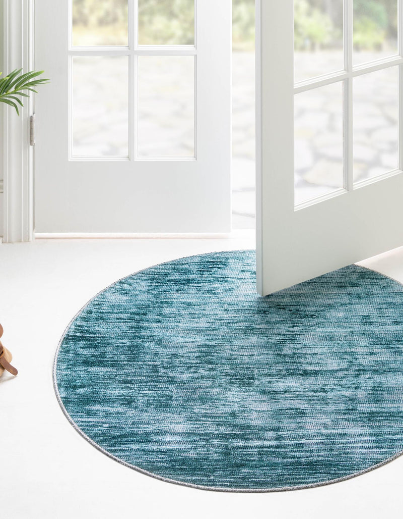 Sahara Essence Collection Area Rug - Oasis (Teal) Round Teal lifestyle 22