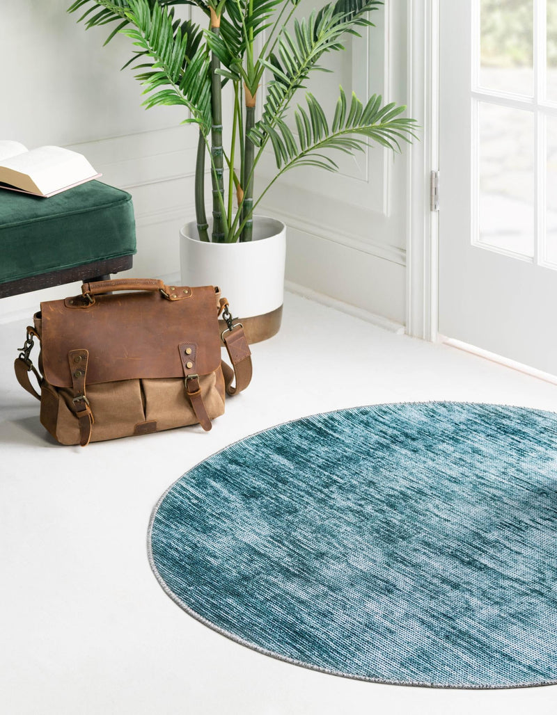 Sahara Essence Collection Area Rug - Oasis (Teal) Round Teal lifestyle 27
