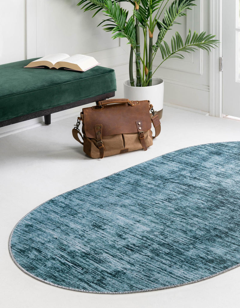 Sahara Essence Collection Area Rug - Oasis (Teal) Oval Teal lifestyle 28