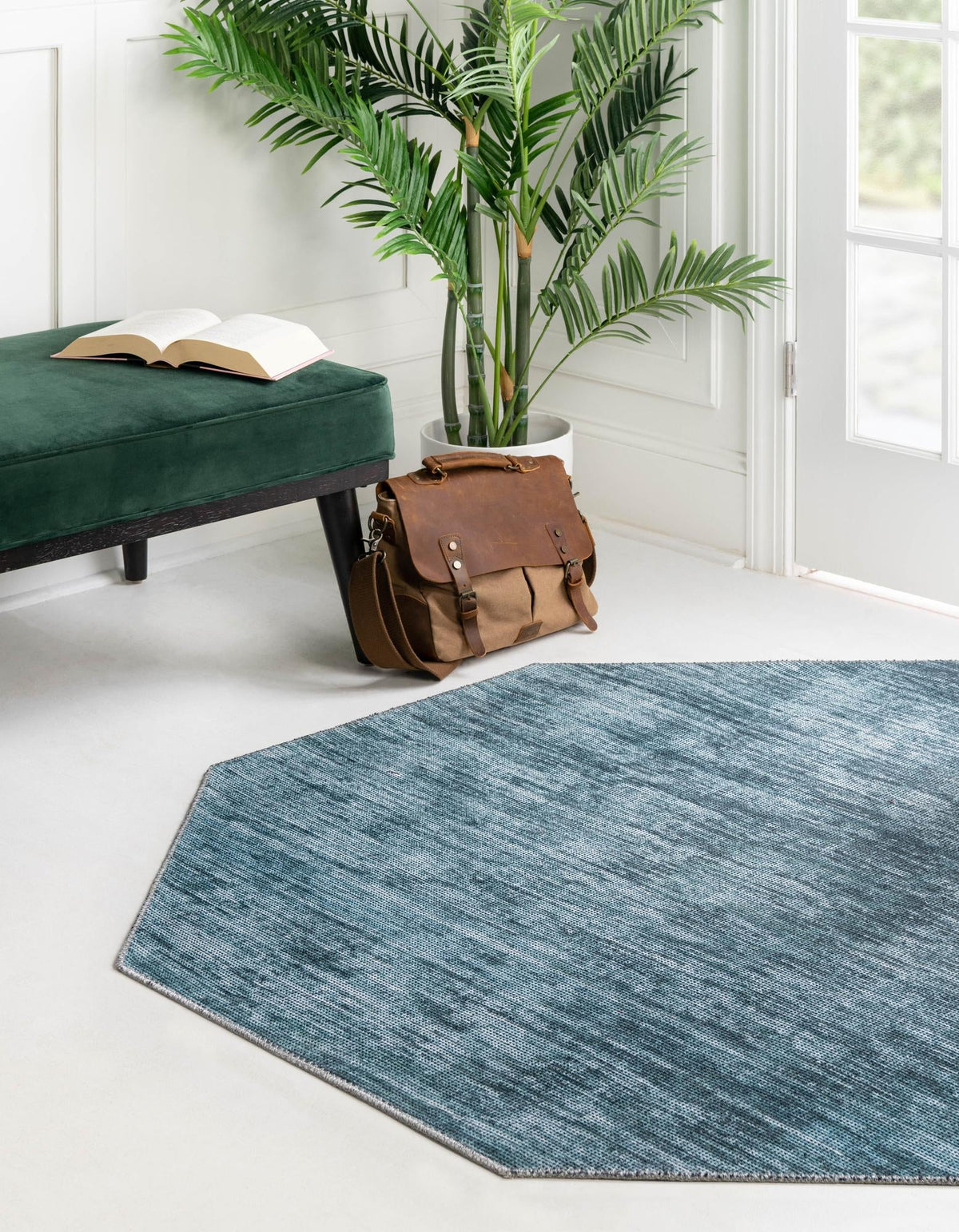 Sahara Essence Collection Area Rug - Oasis (Teal) Octagon Teal lifestyle 29