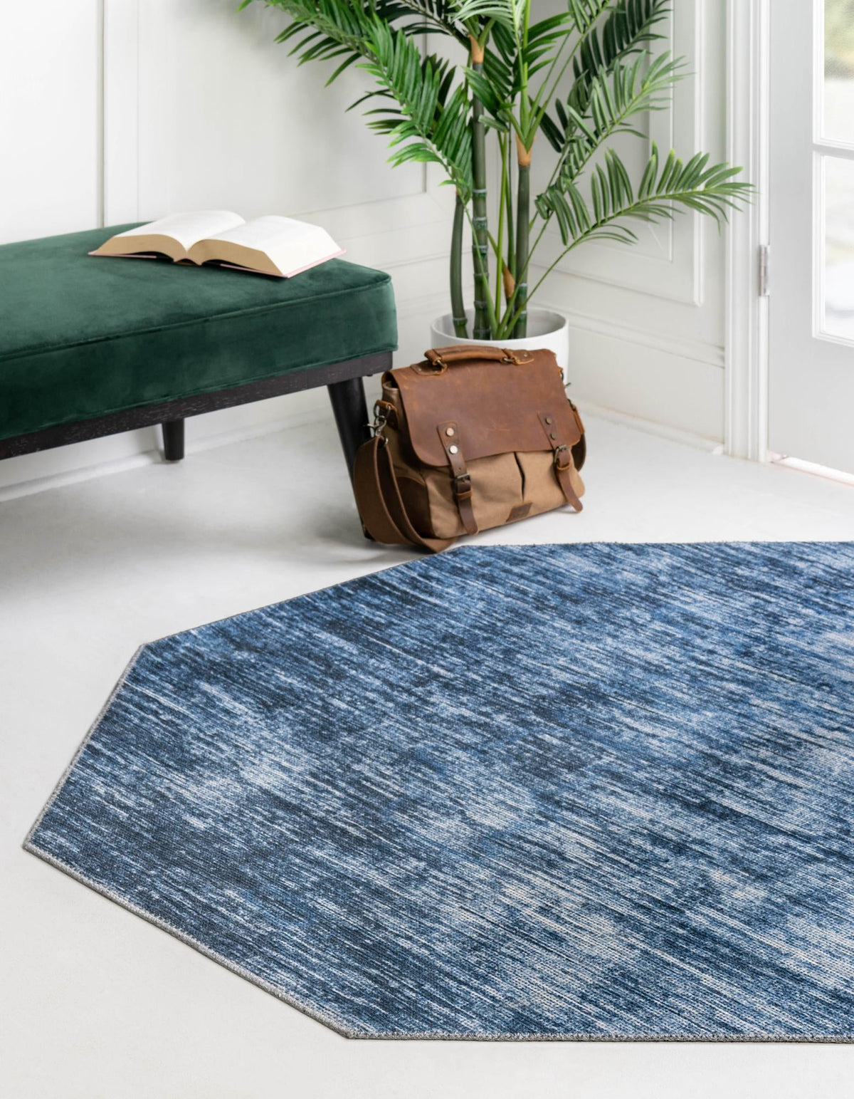 Sahara Essence Collection Area Rug - Oasis (Blue) Octagon Blue lifestyle 29