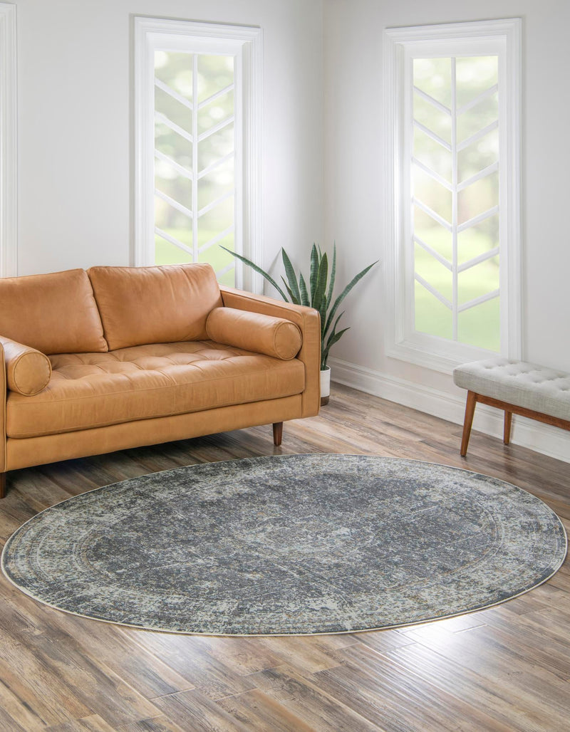 Caribbean Breeze Collection Area Rug - Utila Oval Fume Gray lifestyle 29