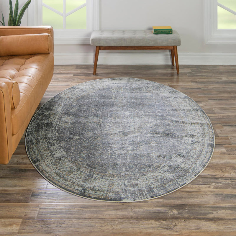 Caribbean Breeze Collection Area Rug - Utila Oval Fume Gray lifestyle 93