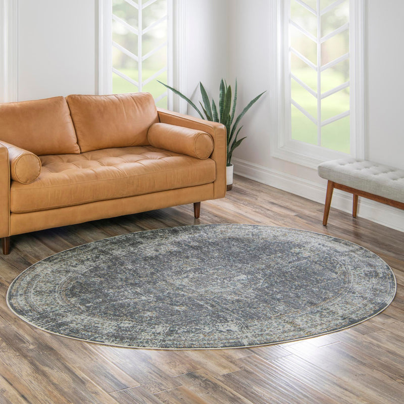 Caribbean Breeze Collection Area Rug - Utila Oval Fume Gray lifestyle 97