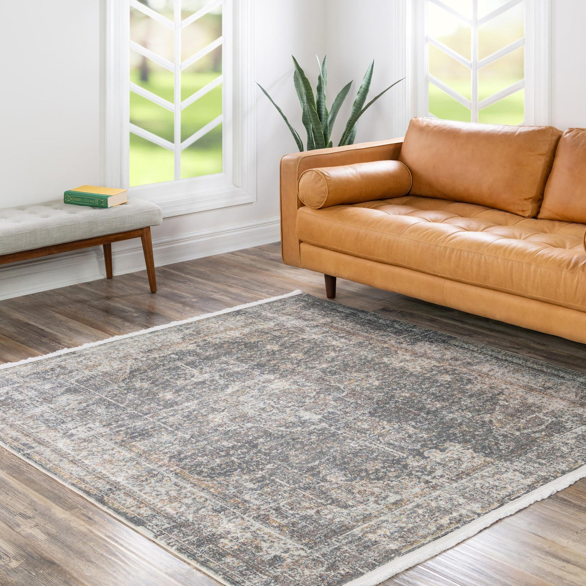 Caribbean Breeze Collection Area Rug - Utila Square Fume Gray lifestyle 98