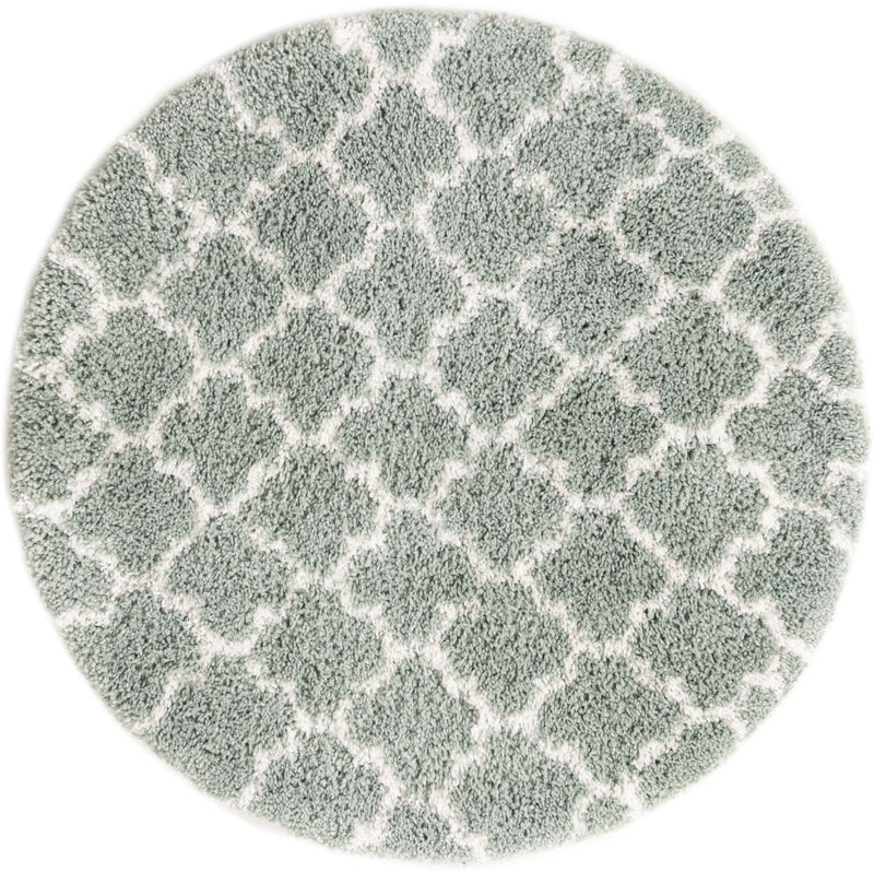 Casablanca Comfort Collection Area Rug - Atlas Round White Cyan lifestyle 52