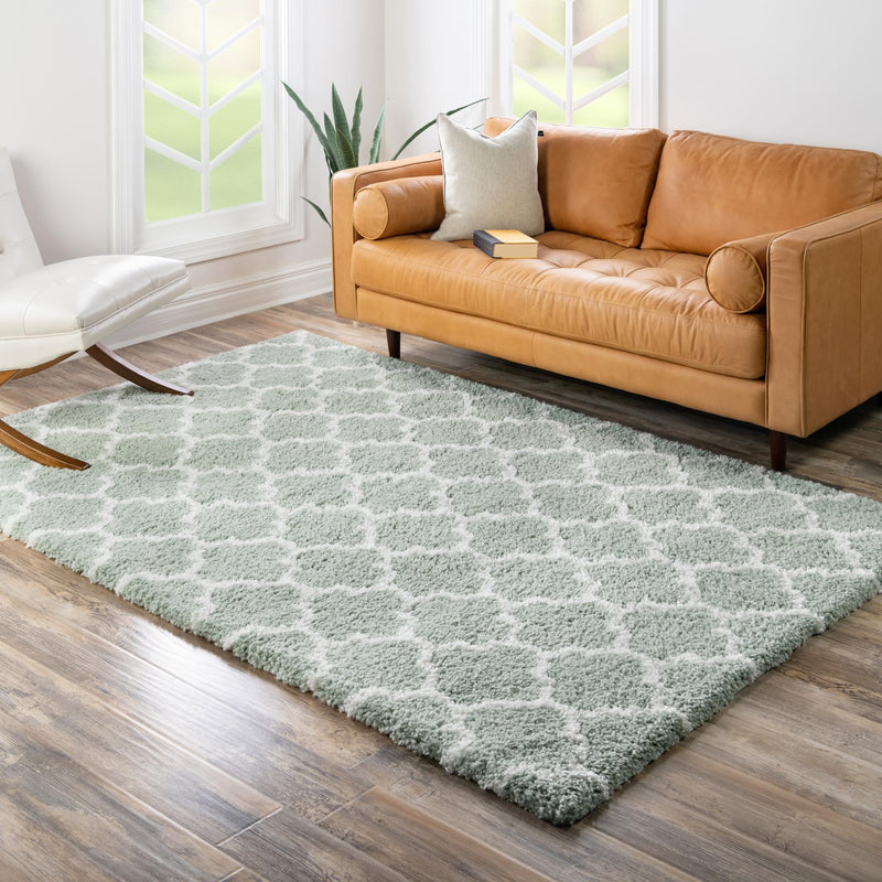 Casablanca Comfort Collection Area Rug - Atlas Rectangle White Cyan lifestyle 49