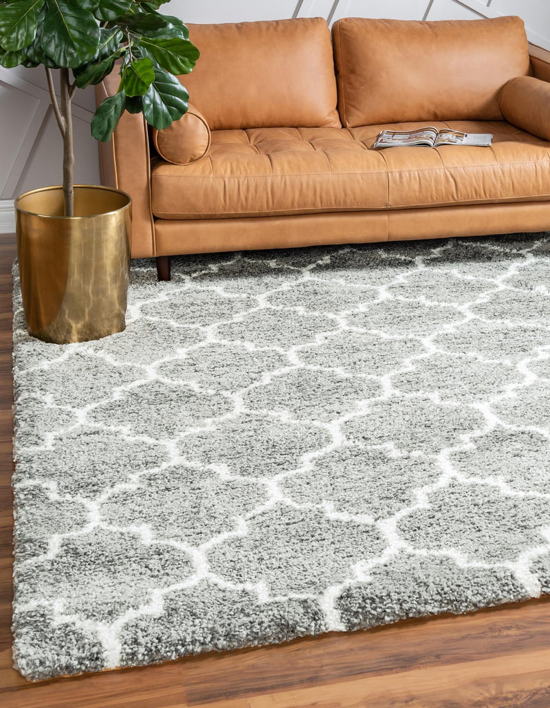 Casablanca Comfort Collection Area Rug - Atlas Square White Cyan lifestyle 56
