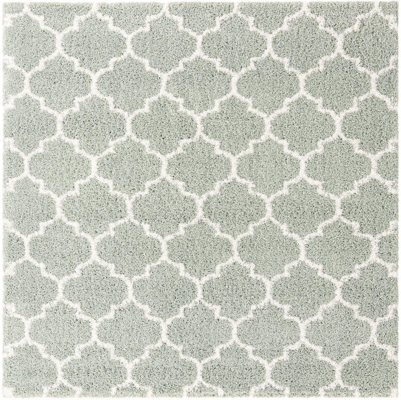 Casablanca Comfort Collection Area Rug - Atlas Square White Cyan lifestyle 51