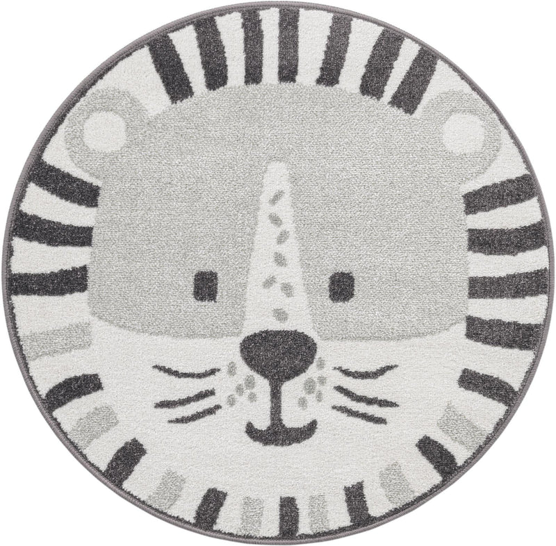 Playful Patterns Collection Area Rug - Riddle Round Gray lifestyle 3
