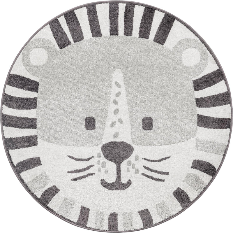 Playful Patterns Collection Area Rug - Riddle Round Gray lifestyle 2