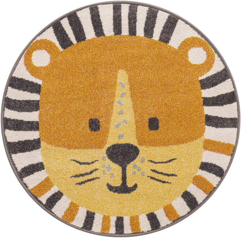 Playful Patterns Collection Area Rug - Riddle Round Light Brown Main