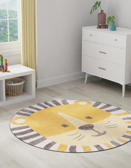 Playful Patterns Collection Area Rug - Riddle Round Light Brown lifestyle 5