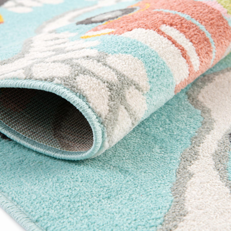 Playful Patterns Collection Area Rug - Labyrinth Rectangle Teal lifestyle 5