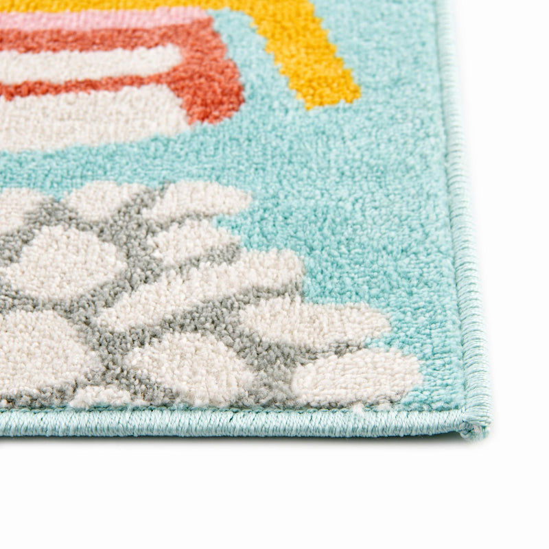 Playful Patterns Collection Area Rug - Labyrinth Rectangle Teal lifestyle 6