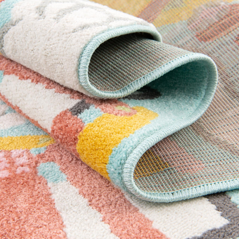 Playful Patterns Collection Area Rug - Labyrinth Rectangle Teal lifestyle 12