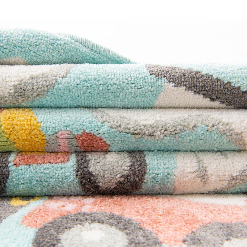 Playful Patterns Collection Area Rug - Labyrinth Rectangle Teal lifestyle 13