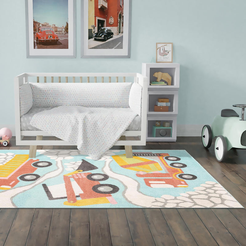 Playful Patterns Collection Area Rug - Labyrinth Rectangle Teal lifestyle 14