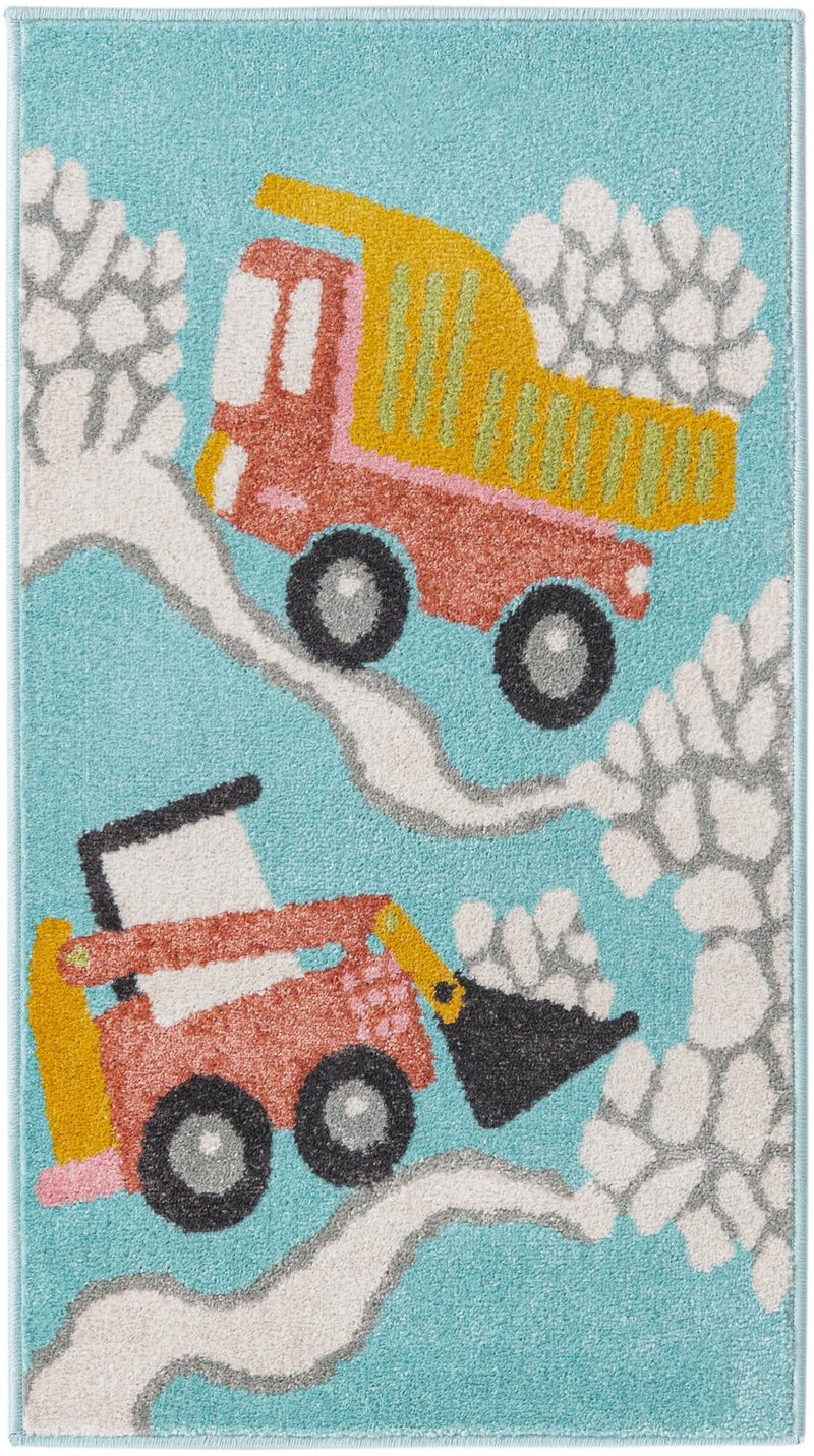 Playful Patterns Collection Area Rug - Labyrinth Runner Teal lifestyle 16