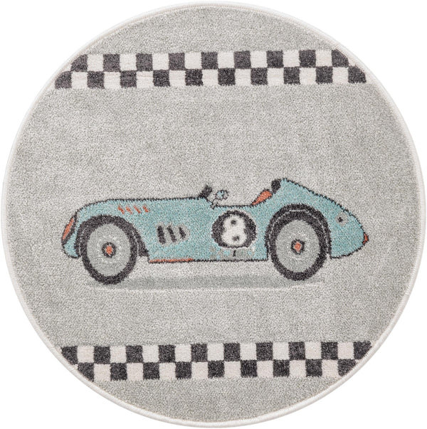 Playful Patterns Collection Area Rug - Confetti Round Gray lifestyle 17