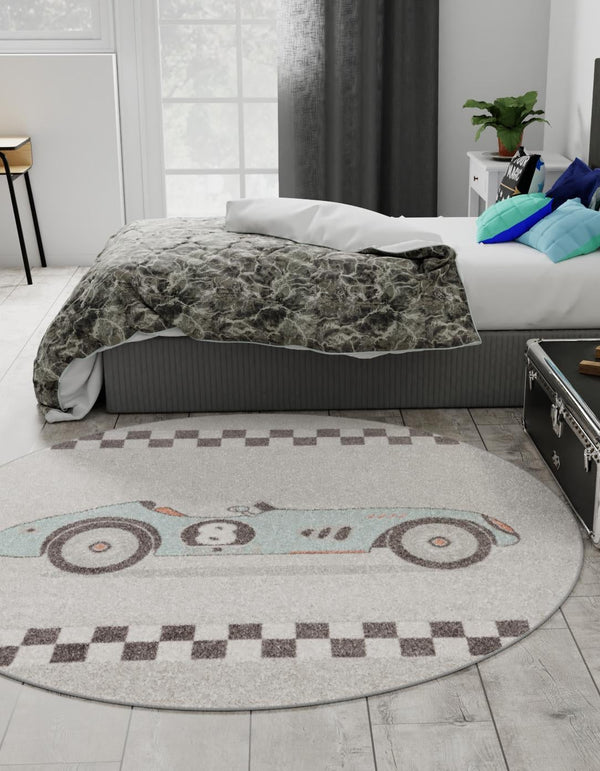 Playful Patterns Collection Area Rug - Confetti Round Gray lifestyle 19