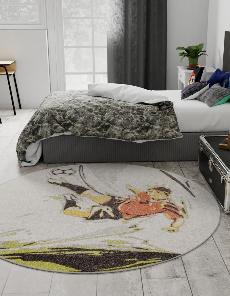Playful Patterns Collection Area Rug - Mirage Round Gray lifestyle 19