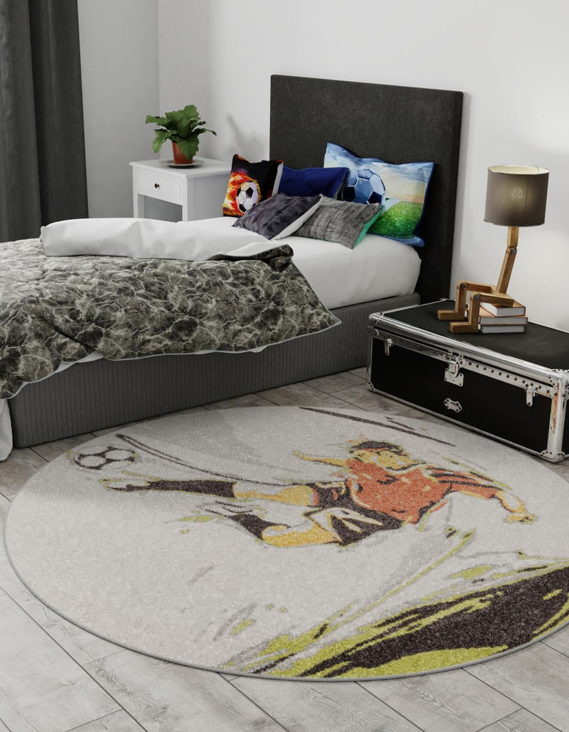 Playful Patterns Collection Area Rug - Mirage Round Gray lifestyle 21