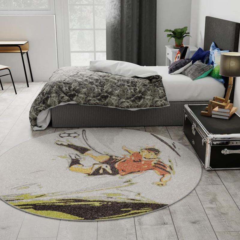 Playful Patterns Collection Area Rug - Mirage Round Gray lifestyle 43