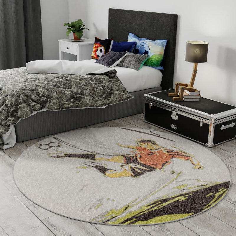 Playful Patterns Collection Area Rug - Mirage Round Gray lifestyle 45