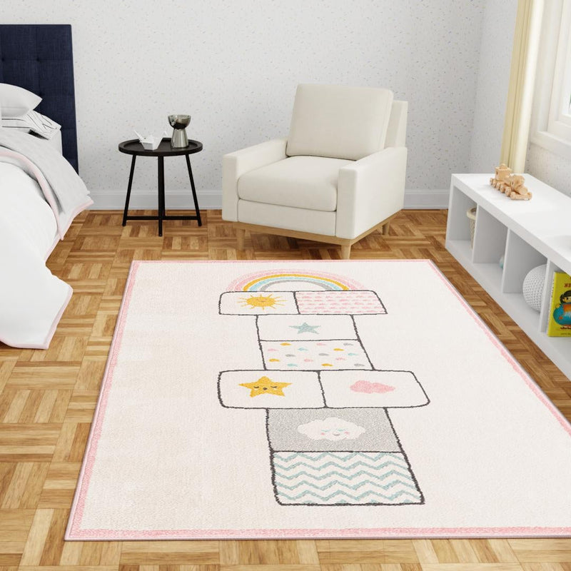 Playful Patterns Collection Area Rug - Swirl Rectangle Ivory lifestyle 14
