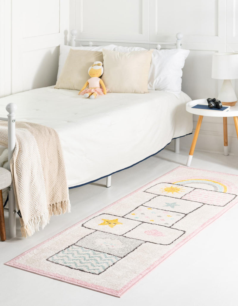 Playful Patterns Collection Area Rug - Swirl Runner Ivory lifestyle 18