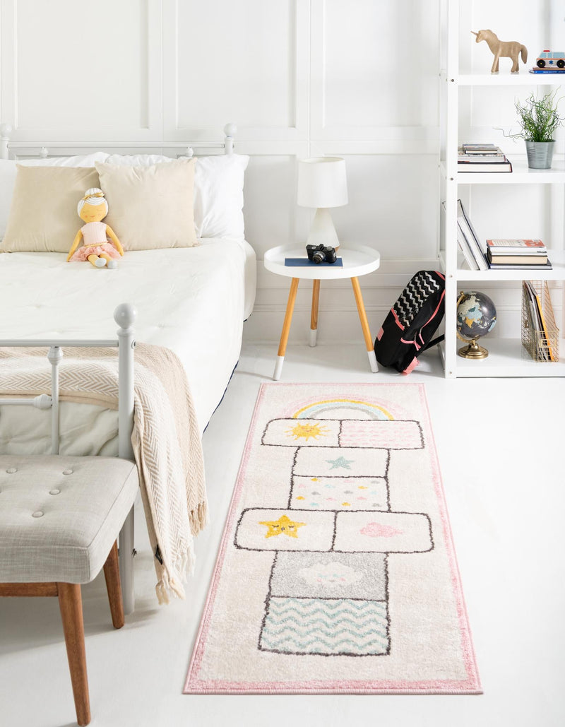 Playful Patterns Collection Area Rug - Swirl Runner Ivory lifestyle 20